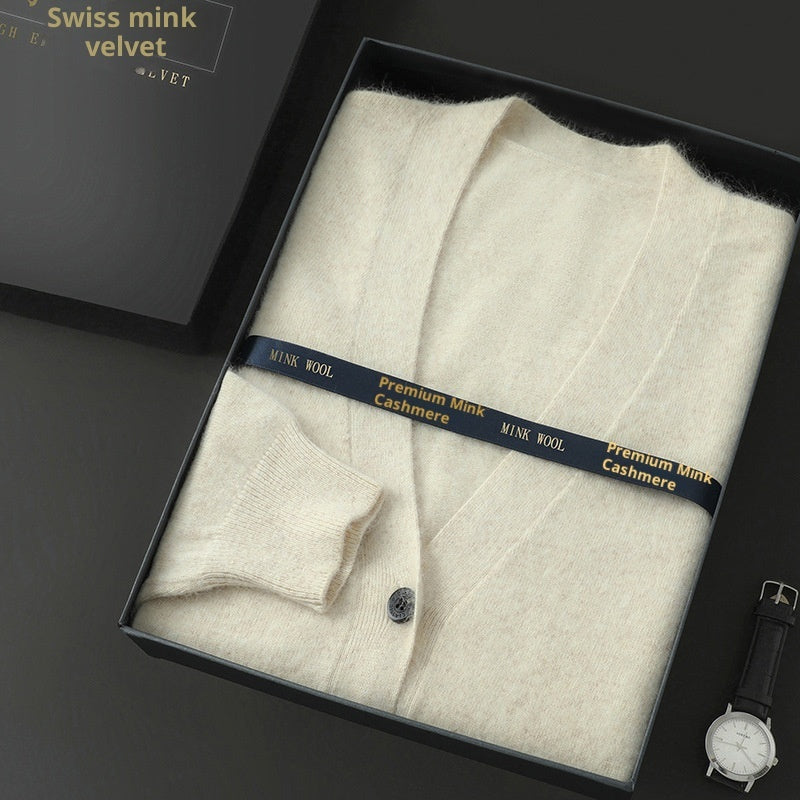 Wool V-neck Thickened Loose Knitwear