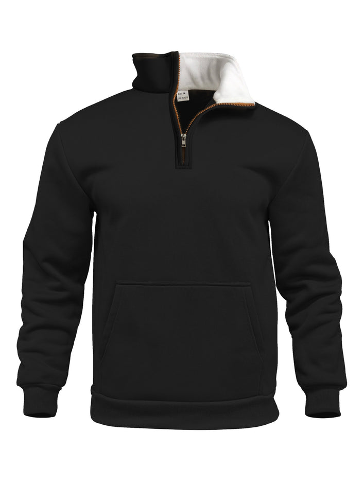 Casual Outdoor High Neck Half-Zip Pocket Long Sleeve Cardigan