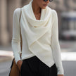 Draped Collar Knitted Top