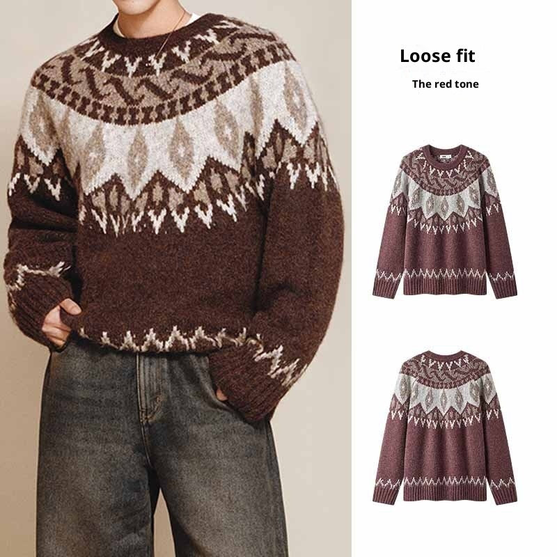 Men's Christmas Round Neck Jacquard Knitted Sweater