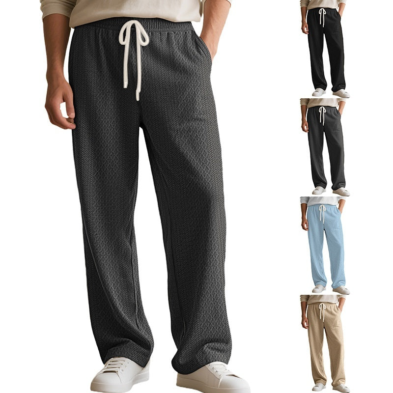 Loose Casual Jacquard Knit Straight-leg Pants