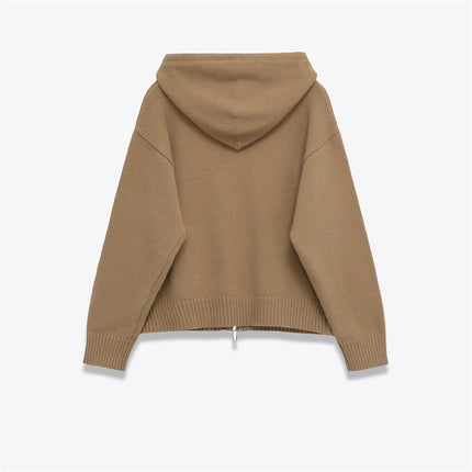 Women's Zipper Knit Hooded Sweatshirt