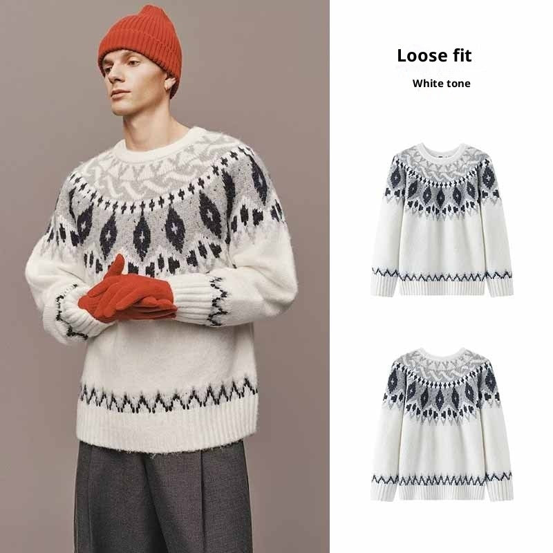 Men's Christmas Round Neck Jacquard Knitted Sweater