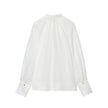 Women's Stand-up Collar Striped Lantern Long Sleeve Top