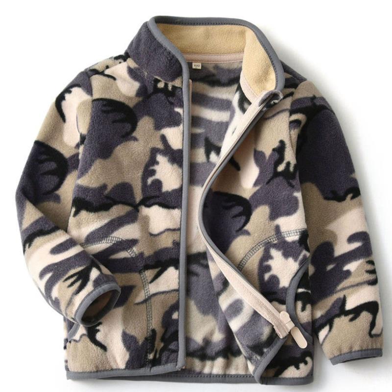 Thick Fur Printed Kids Zipper Jacket