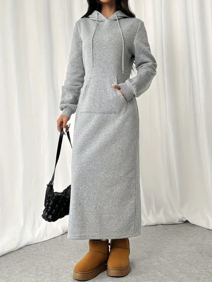 Casual Long Sleeve Drawstring Hoodie Dress
