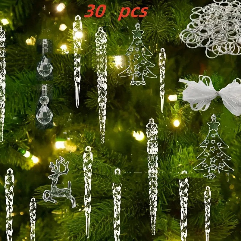 Crystal Clear Icicle Christmas Tree Decorations