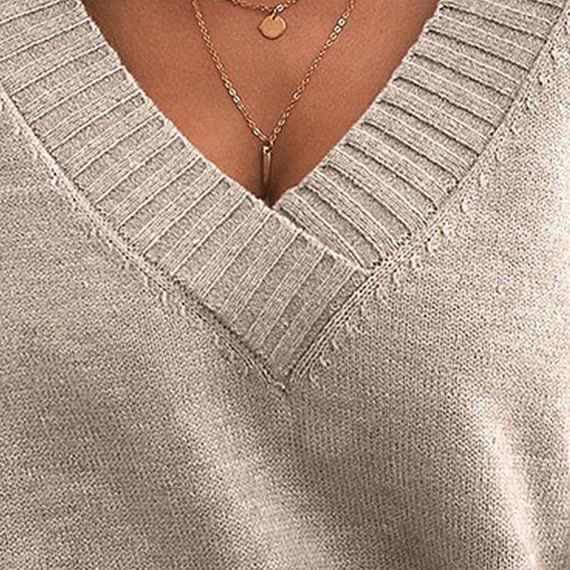 Womens Sweaters Casual Drop Shoulder Long Sleeve V Neck Pullover Tops Trendy Fall Fashion Clothes
