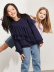 Girls Mesh Ruffle Sweatshirt