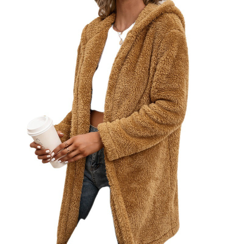 Mid-length Hooded Wool Coat