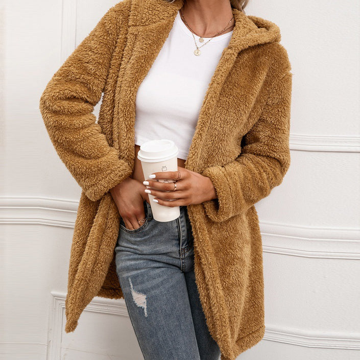 Mid-length Hooded Wool Coat