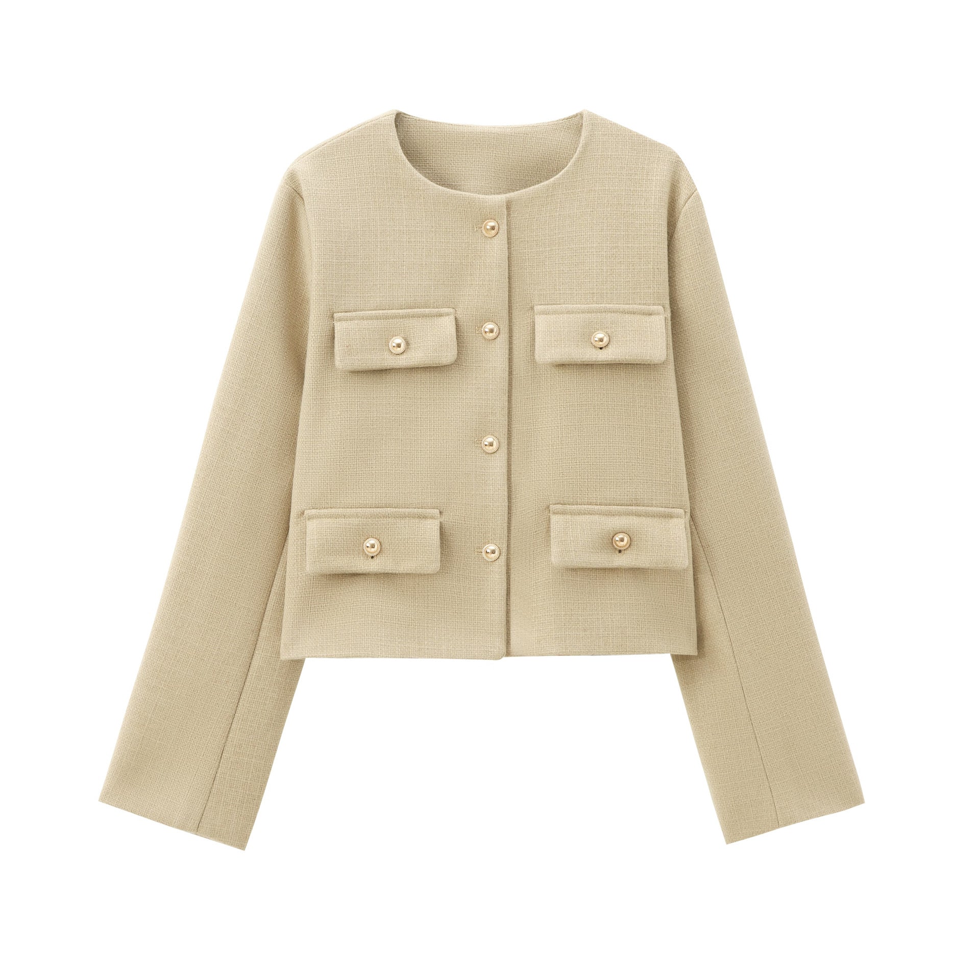 Round Neck Button Down Blazer