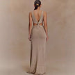 Sexy Twisted Vest Gold And Silver Wire Spring And Summer V-neck Dress