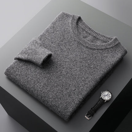 Men's Solid Color Loose Round Neck Wool Sweater
