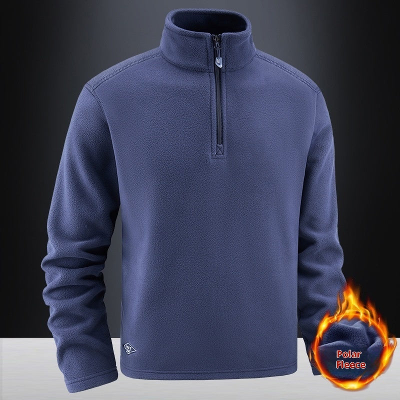 Men's Fleece Stand Collar Solid Warm Jacket