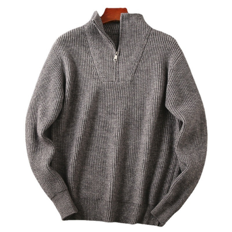 Soft Fabric Half-zip Solid Knitwear