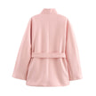 Women's Belted Long-sleeve Wool Coat