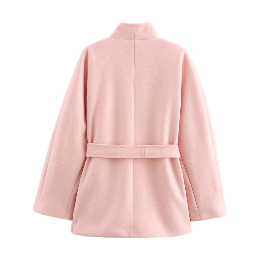 Women's Belted Long-sleeve Wool Coat