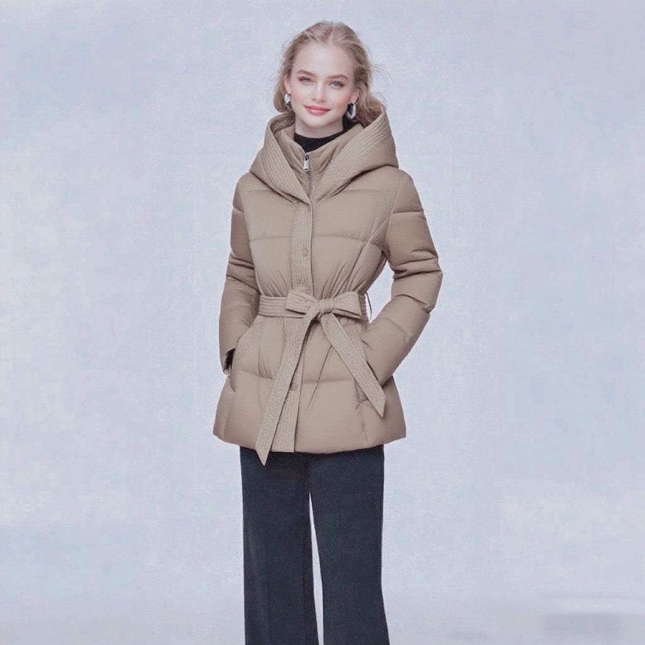 Women's Short Tie-front Warm Coat