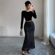 Sequin Double-layer Mesh High Waist Skirt