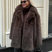 Notched Collar Mid-Length Fur Coat