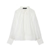 Women's Stand-up Collar Striped Lantern Long Sleeve Top