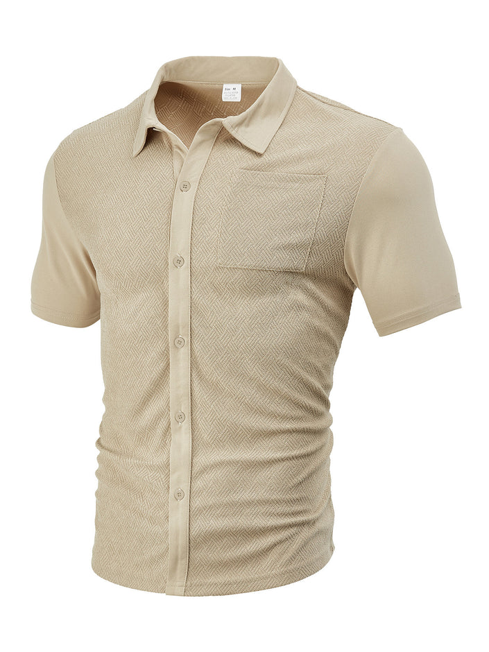 Loose Breathable Jacquard Short Sleeve Shirt