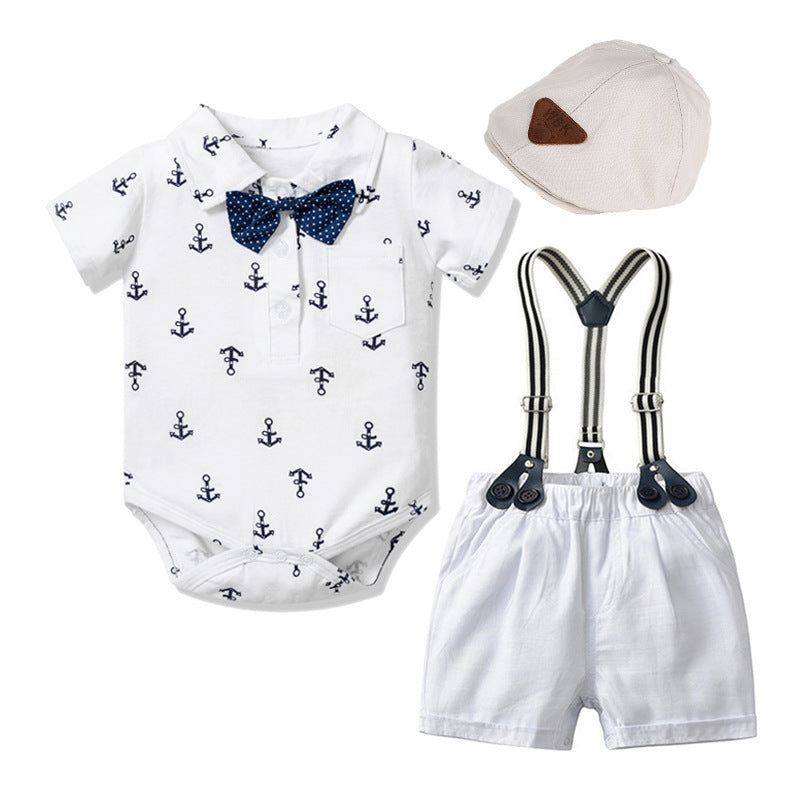 Baby Boy Printed Triangle Romper Set