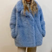 Notched Collar Mid-Length Fur Coat