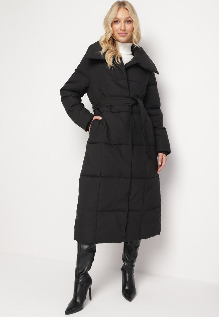 Belted Knee-length Down Jacket