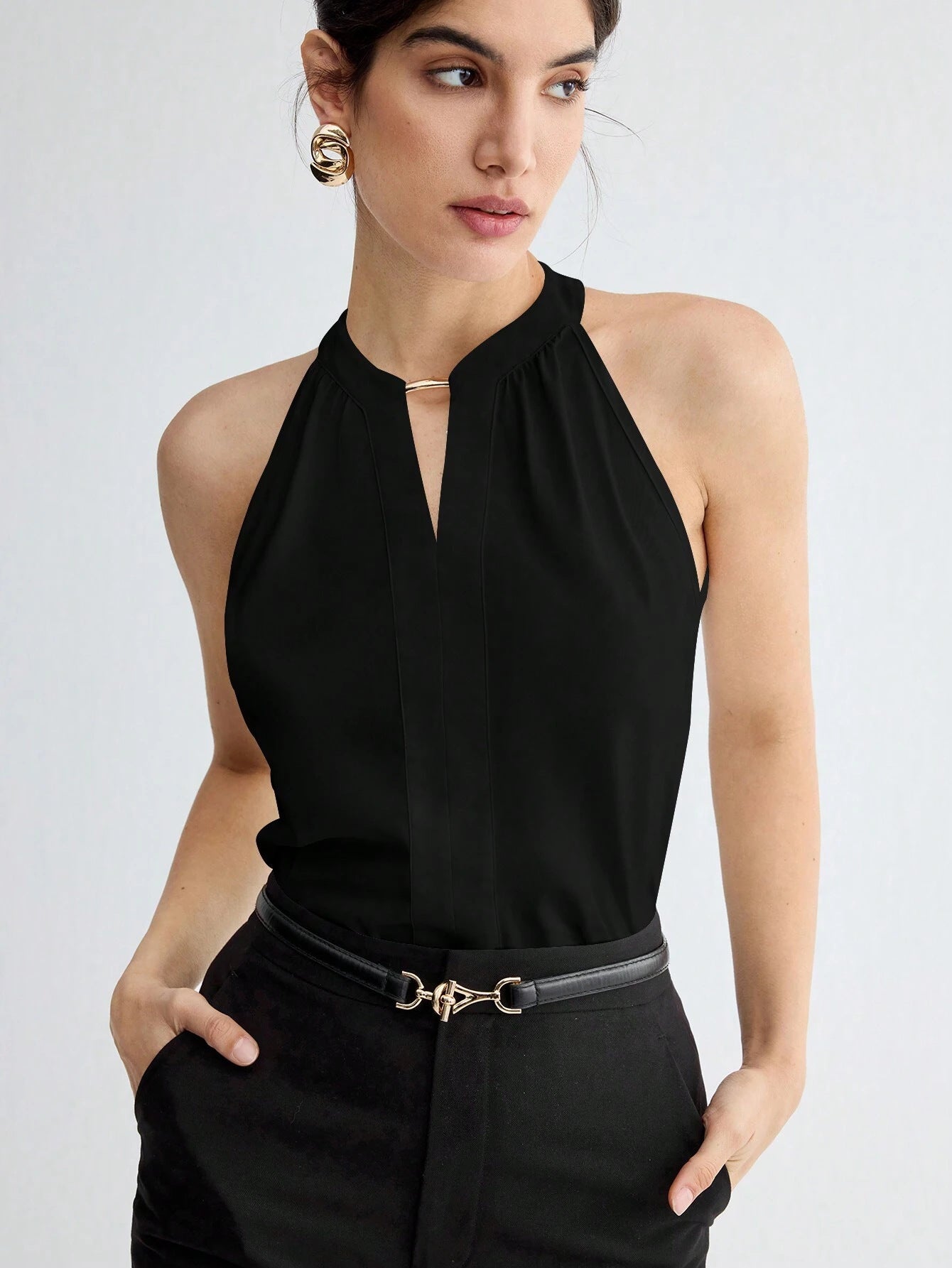 Sleeveless Halter Neck Top