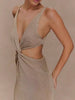 Sexy Twisted Vest Gold And Silver Wire Spring And Summer V-neck Dress