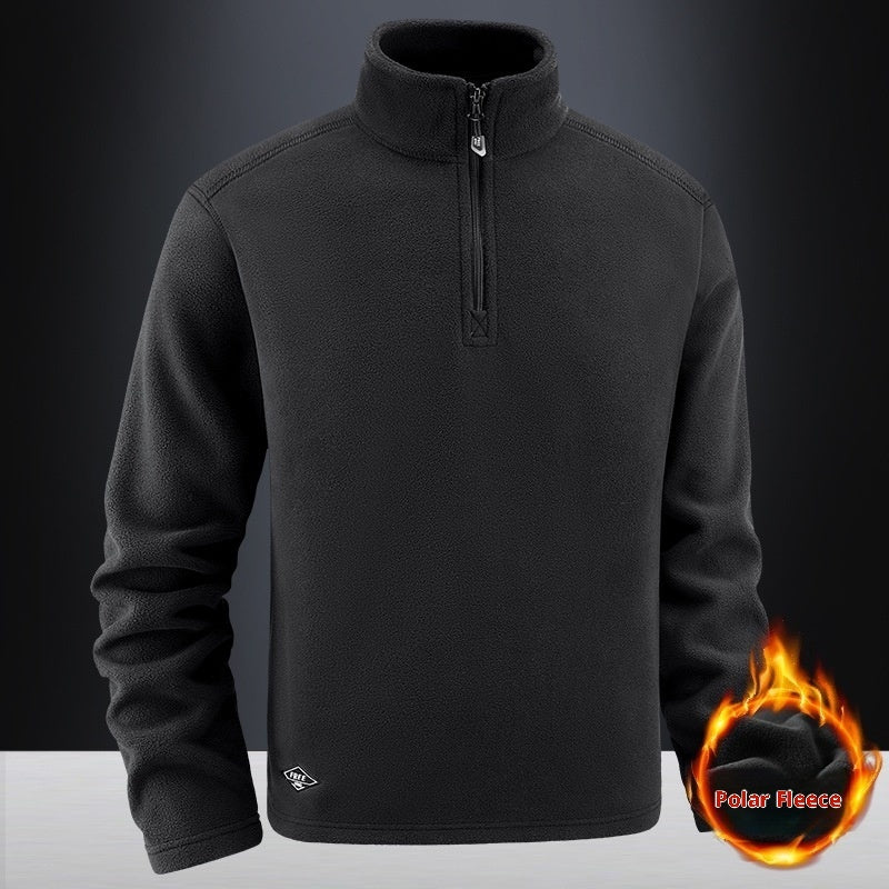 Men's Fleece Stand Collar Solid Warm Jacket