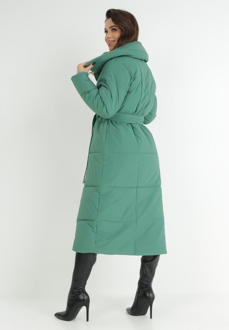Belted Knee-length Down Jacket