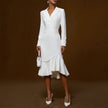 Women's Solid Color Notch Lapel Mermaid Dress Bodycon Office Dress With Asymmetrical Hem For Formal Events