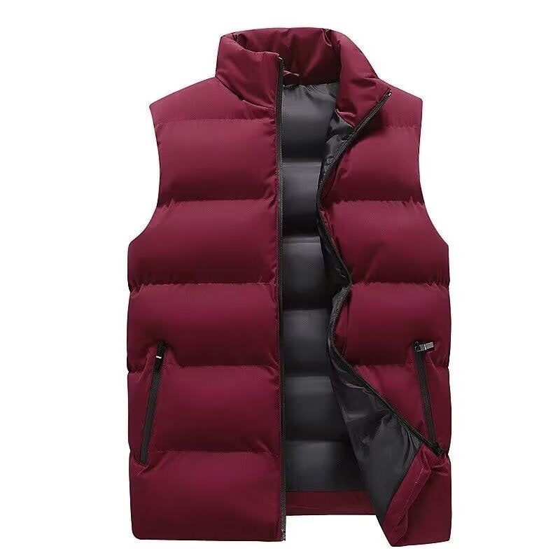 Stand Collar Slim-fit Zipper Winter Vest Jacket