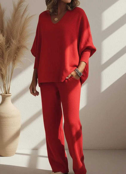 Long-Sleeve Knitted 2-piece Set Lounge Set