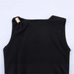 Metal-trimmed Fitted Asymmetric Sleeveless Dress