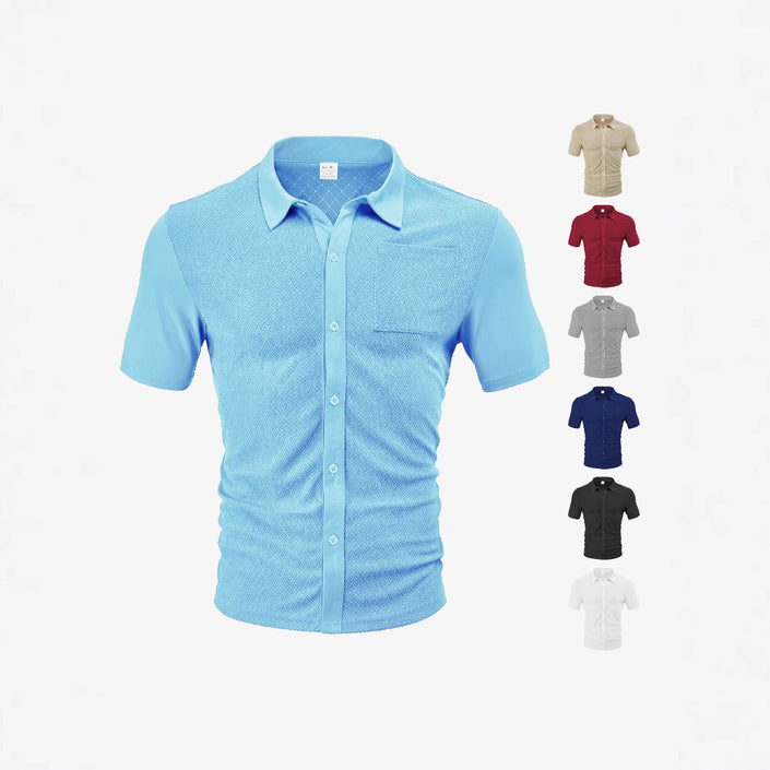 Loose Breathable Jacquard Short Sleeve Shirt