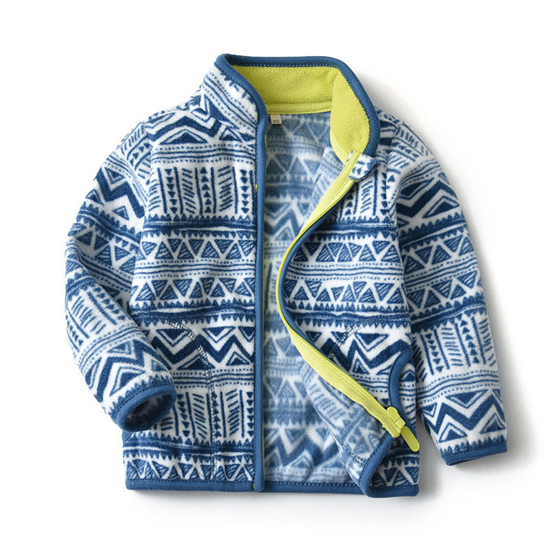 Thick Fur Printed Kids Zipper Jacket