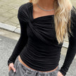 Spicy Irregular Knot Long Sleeve Top