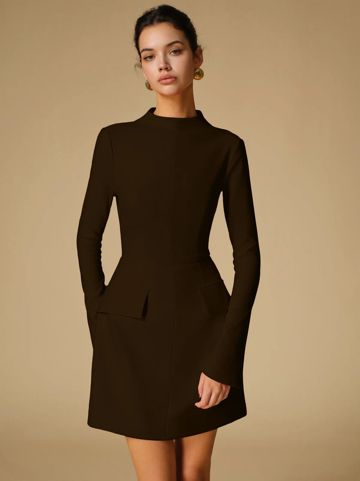Solid Color Slim Fit Long Sleeve Bodycon Dress