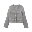 Round Neck Button Down Blazer