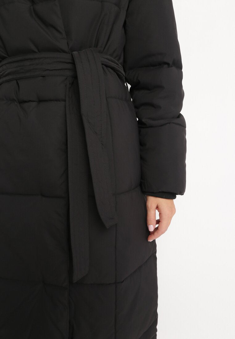 Belted Knee-length Down Jacket
