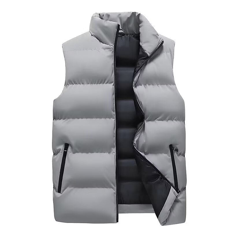 Stand Collar Slim-fit Zipper Winter Vest Jacket