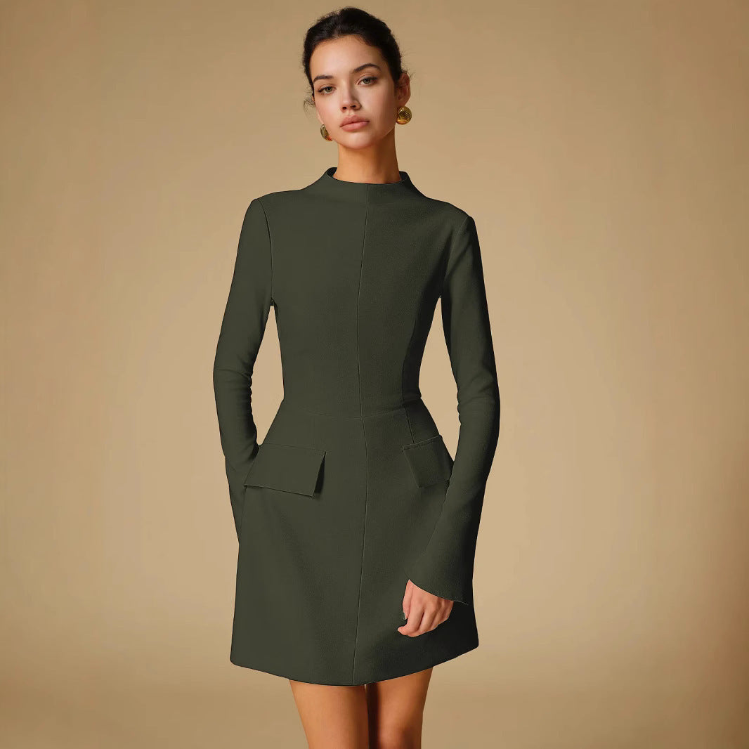 Solid Color Slim Fit Long Sleeve Bodycon Dress