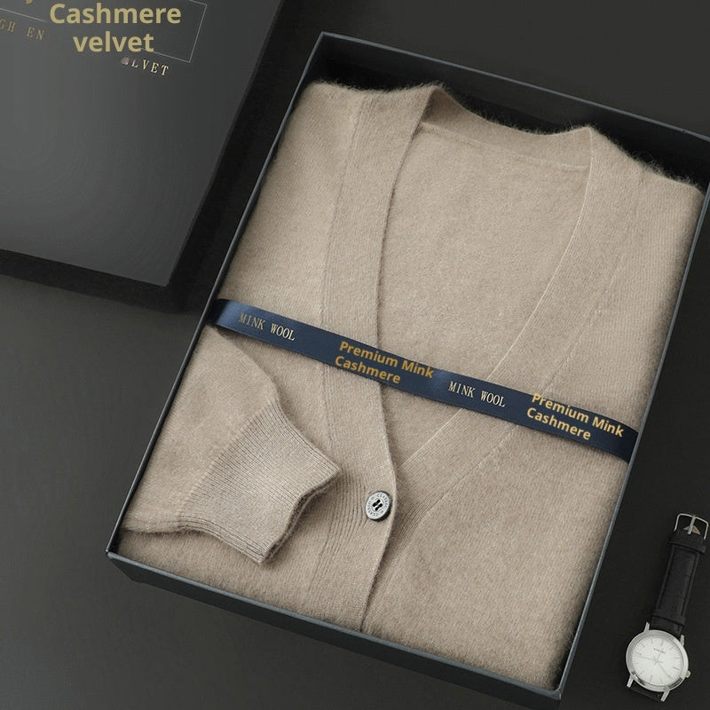Wool V-neck Thickened Loose Knitwear