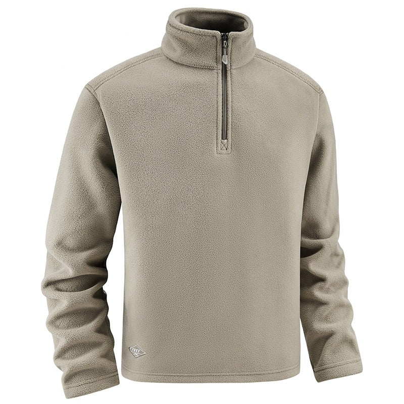 Men's Fleece Stand Collar Solid Warm Jacket
