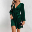 A Line Long Sleeve Velvet Party Dress
