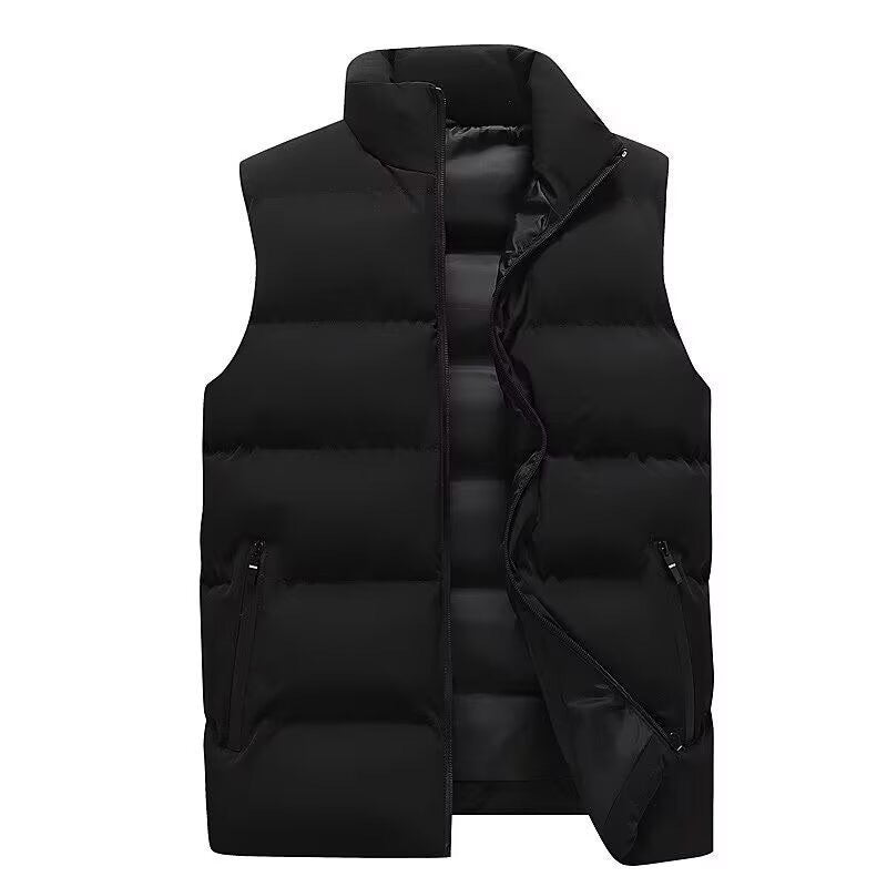 Stand Collar Slim-fit Zipper Winter Vest Jacket